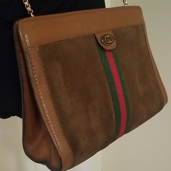 Gucci Leather Suede Clutch Crossbody Purse - Picture 11 of 16